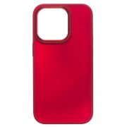 Чехол iPh 14 Pro Max силикон литой плотный с хромированной отделкой красный