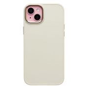 Чехол iPh 15 Plus силикон литой плотный с хромированной отделкой белый