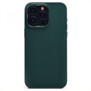 Чехол iPh 15 Pro Max силикон литой плотный с хромированной отделкой зелёный
