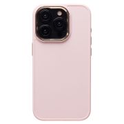 Чехол iPh 15 Pro силикон литой плотный с хромированной отделкой розовый