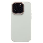Чехол iPh 15 Pro силикон литой плотный с хромированной отделкой белый
