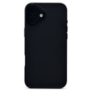 Чехол iPh 16 Plus силикон литой плотный с хромированной отделкой чёрный