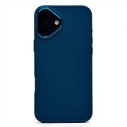 Чехол iPh 16 Plus силикон литой плотный с хромированной отделкой синий