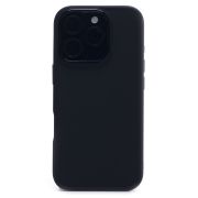 Чехол iPh 16 Pro силикон литой плотный с хромированной отделкой чёрный