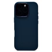 Чехол iPh 16 Pro силикон литой плотный с хромированной отделкой синий