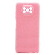 Чехол Xiaomi Poco X3/Poco X3 Pro силикон с вкраплениями и защитой камеры розовый