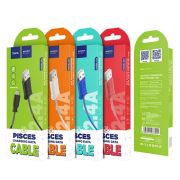 Кабель USB - MicroUSB Hoco X24, 2.4A, 1м, защитная пружина, белый