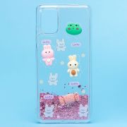 Чехол Samsung A51 4G/A515 силикон с объёмной аппликацией розовый