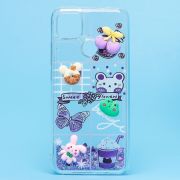 Чехол Xiaomi Redmi 9C силикон с объёмной аппликацией фиолетовый