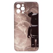 Чехол iPh 12 Pro силикон с защитой камеры и принтом 3D бордо