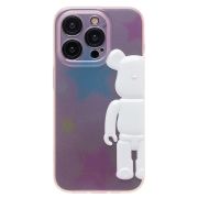 Чехол iPh 15 Pro силикон с защитой камеры и принтом 3D разноцветный