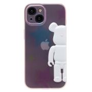 Чехол iPh 15 силикон с защитой камеры и принтом 3D разноцветный
