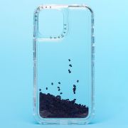 Чехол iPh 12 Pro Max силикон с пересыпающимися блёстками чёрный