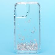 Чехол iPh 12 Pro силикон с пересыпающимися блёстками серебристый