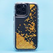 Чехол iPh 13 Pro Max силикон с пересыпающимися блёстками жёлтый