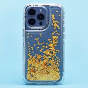 Чехол iPh 13 Pro силикон с пересыпающимися блёстками жёлтый