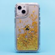 Чехол iPh 13 силикон с пересыпающимися блёстками жёлтый
