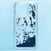Чехол iPh 14 Pro Max силикон с пересыпающимися блёстками чёрный