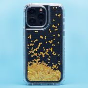 Чехол iPh 14 Pro Max силикон с пересыпающимися блёстками жёлтый