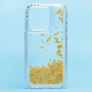 Чехол iPh 14 Pro силикон с пересыпающимися блёстками жёлтый