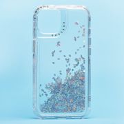 Чехол iPh 14 силикон с пересыпающимися блёстками серебристый