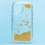 Чехол iPh 14 силикон с пересыпающимися блёстками жёлтый