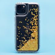 Чехол iPh 15 Plus силикон с пересыпающимися блёстками жёлтый