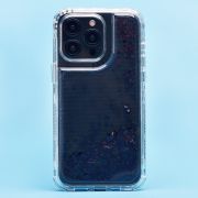 Чехол iPh 15 Pro Max силикон с пересыпающимися блёстками чёрный