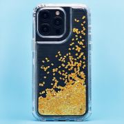Чехол iPh 15 Pro Max силикон с пересыпающимися блёстками жёлтый