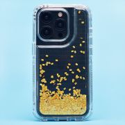 Чехол iPh 15 Pro силикон с пересыпающимися блёстками жёлтый
