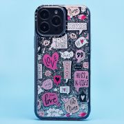 Чехол iPh 13 Pro Max силикон c блестящим декором и принтом 002