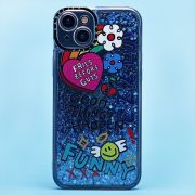 Чехол iPh 15 Plus силикон c блестящим декором и принтом 003
