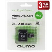 Карта памяти 4GB - Qumo карта памяти microSDHC с адаптером class 4