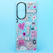 Чехол Oppo Reno 8T 5G силикон c блестящим декором и принтом 002