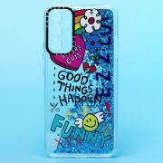 Чехол Samsung A34/A346 силикон c блестящим декором и принтом 003