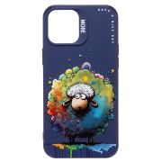 Чехол iPh 12 Pro Max силикон с принтом овечка синий