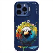 Чехол iPh 13 Pro силикон с принтом овечка синий