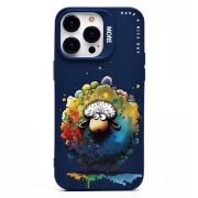 Чехол iPh 14 Pro Max силикон с принтом овечка синий