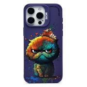 Чехол iPh 15 Pro Max силикон с принтом кот фиолетовый