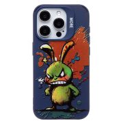 Чехол iPh 15 Pro силикон с принтом заяц синий