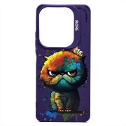 Чехол Infinix Hot 40 Pro силикон с принтом кот фиолетовый