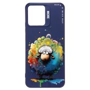 Чехол Realme C30 силикон с принтом овечка синий