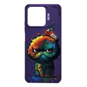 Чехол Realme C53/C51/Note 50 силикон с принтом кот фиолетовый