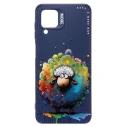 Чехол Samsung A12/A125 силикон с принтом овечка синий