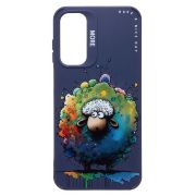 Чехол Samsung A25 силикон с принтом овечка синий