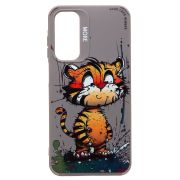 Чехол Samsung A25 силикон с принтом тигр серый
