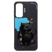 Чехол Samsung A25 черный силикон с принтом кот чёрный