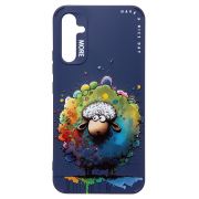 Чехол Samsung A34 силикон с принтом овечка синий