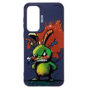 Чехол Samsung A35 силикон с принтом заяц синий