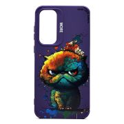 Чехол Samsung A35 силикон с принтом кот фиолетовый